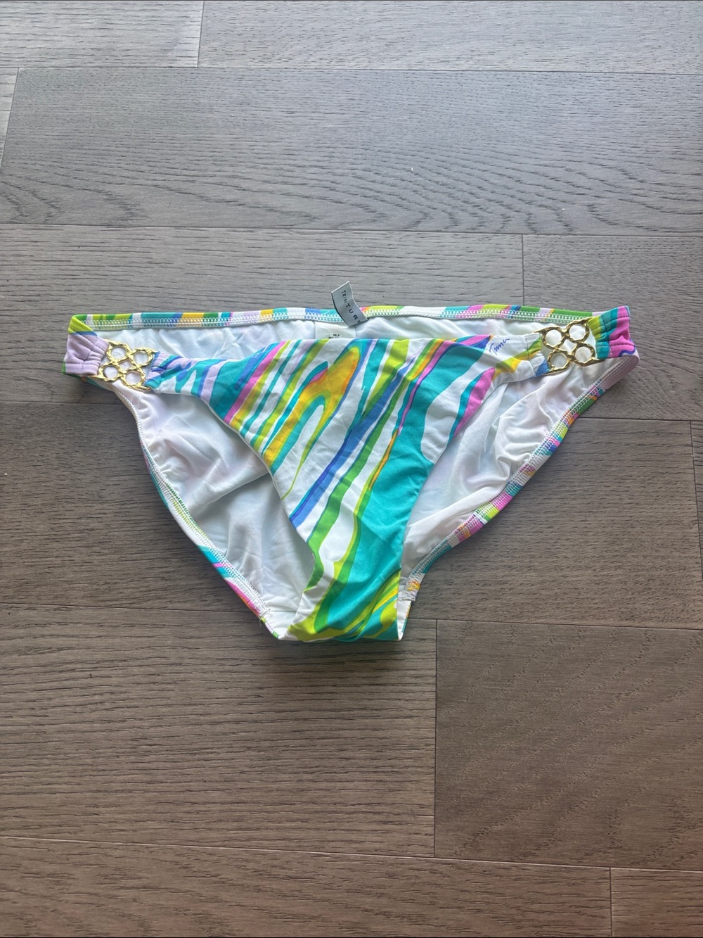 Trina Turk Multicolor Striped Bikini Bottoms - Teal, Yellow, Pink